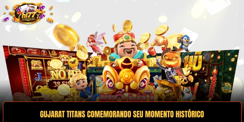 Gujarat Titans comemorando seu momento histórico de vitória no campeonato